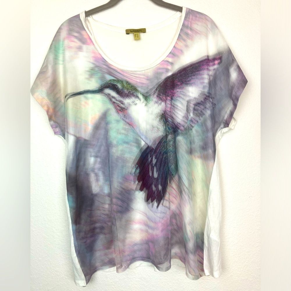 Bandolera Hummingbird screened top netting over printed top EU 44